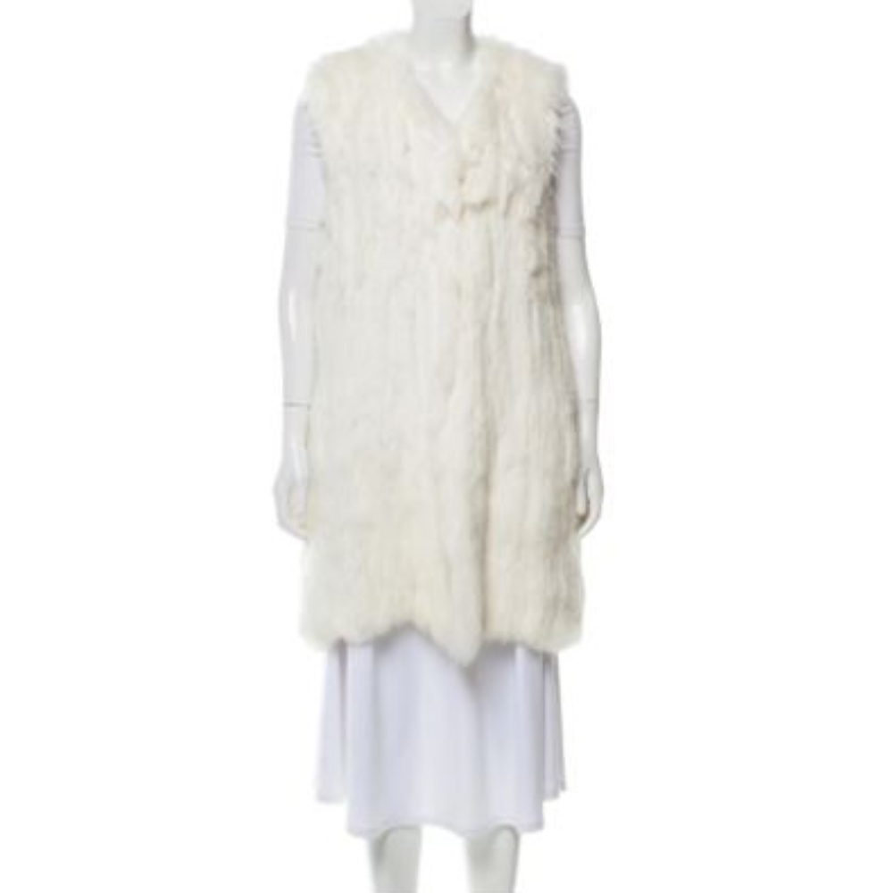 Theory | Luxurious White Fur Vest with Open Front